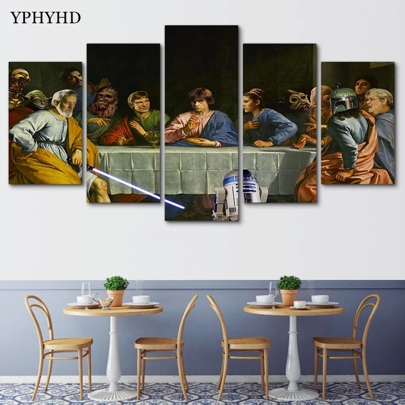 YPHYHD Холст Картина 5 шт. Настенная живопись Современная Лошадь летит в Мекке холст