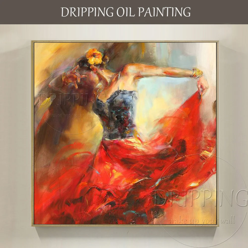 Top Artist Hand-painted High Quality Impressionist Flamenco Dancer Oil Painting on Canvas Flamenco Dancer Portrait Oil Painting