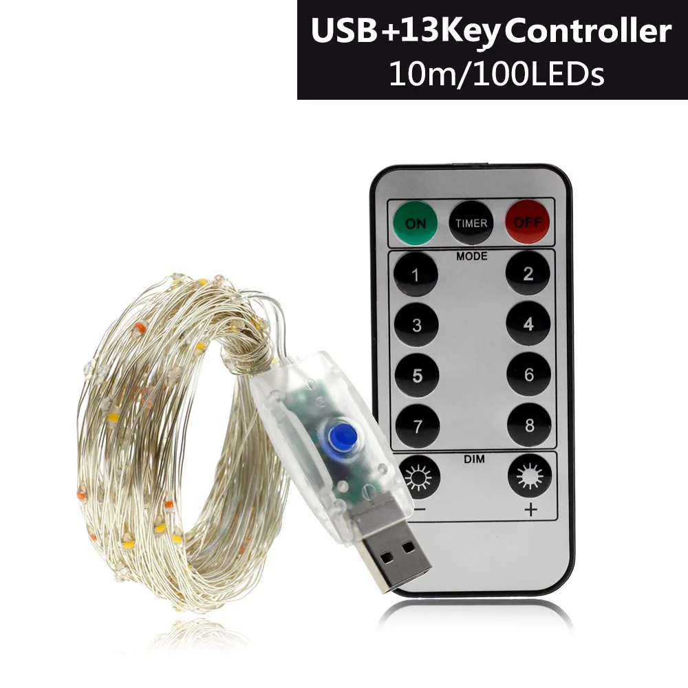 8Mode USB 100LED Праздничный светильник ing String USB порт 5 м 50 светодиодный/10 м 100 светодиодный s наружное внутреннее украшение Рождественский праздничный светодиодный светильник - Испускаемый цвет: 8Mode USB 100LED