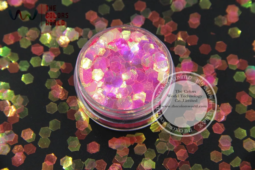 TCR339 американская фантазия Радужный Розовый цвет Шестигранная форма 5 мм размер