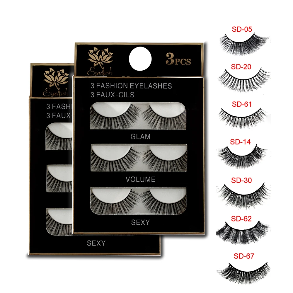 3 пары ручная работа накладные ресницы красота макияж толстые объемные грязный