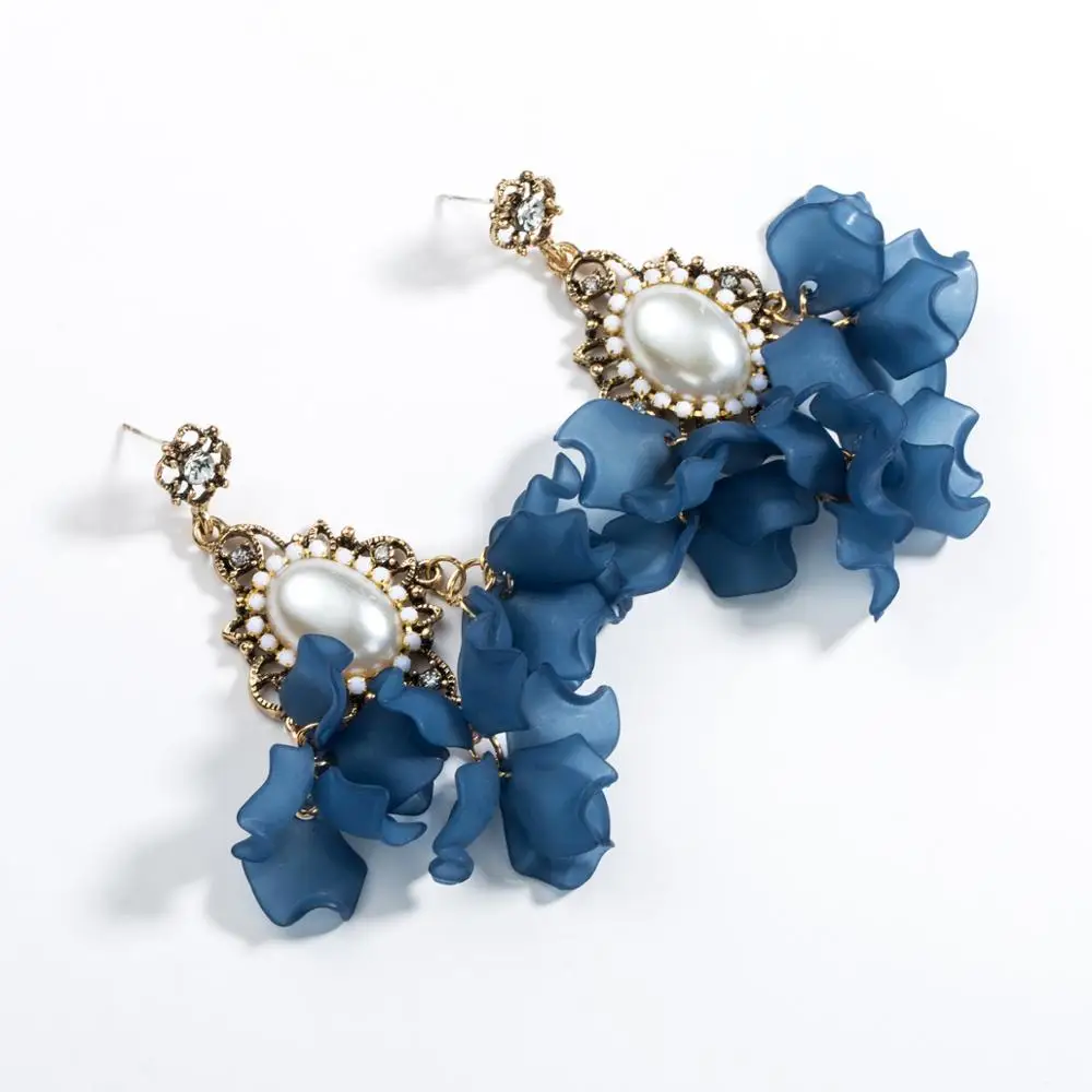 Женские серьги-подвески с жемчугом и цветами из смолы | Украшения аксессуары