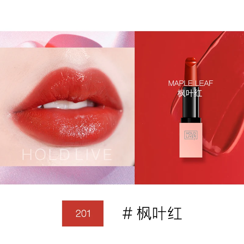 201 HoldLive розовый цветок Бриллиантовая помада для девочек 6 цветов сексуальный красный крем для губ водонепроницаемый стойкий - Цвет: 201