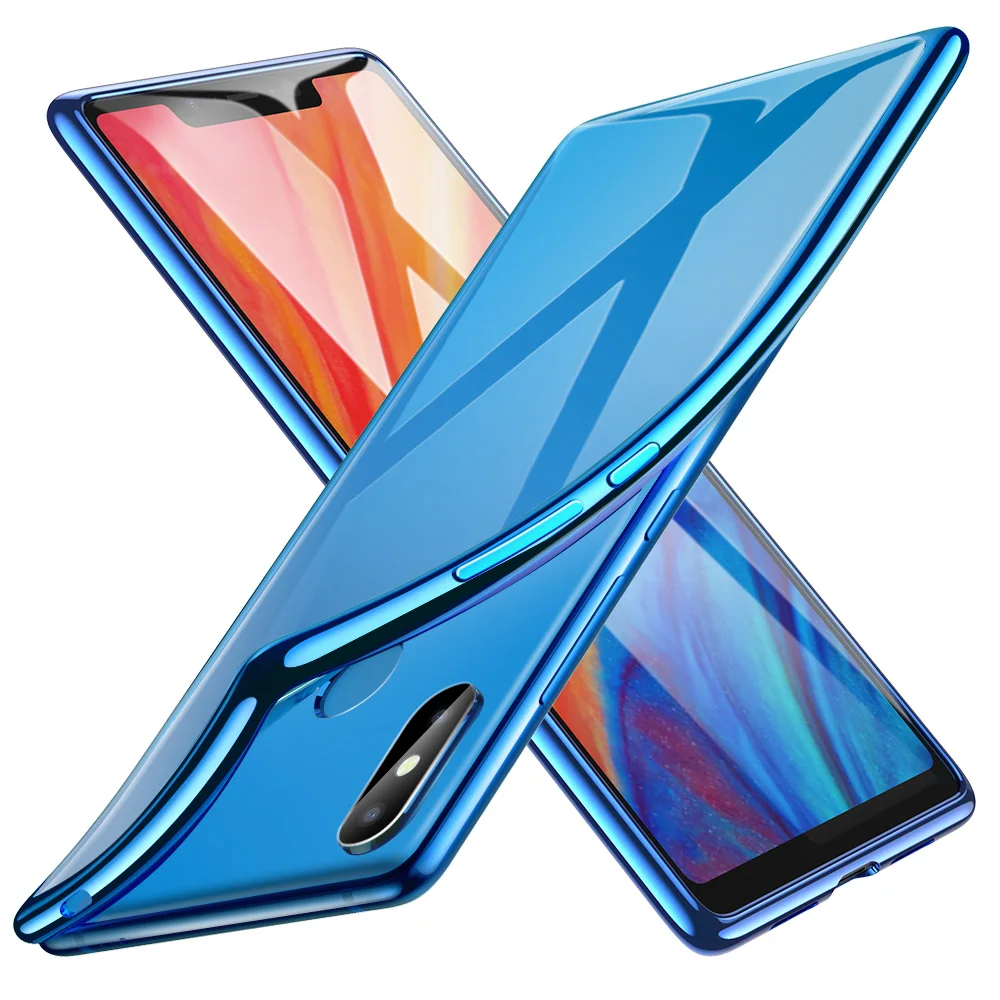 Синий Чехол для Xiaomi Mi 8, ESR прозрачный мягкий ТПУ покрытие рамка Яркий глянцевый черный синий бампер задняя крышка для Xiaomi Mi 8 - Цвет: Синий