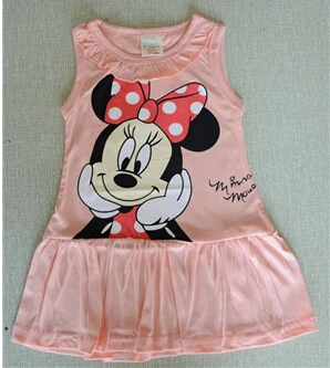 Новая одежда 2016 дети девушки милый мультфильм платье 6 цвета красных и розовый