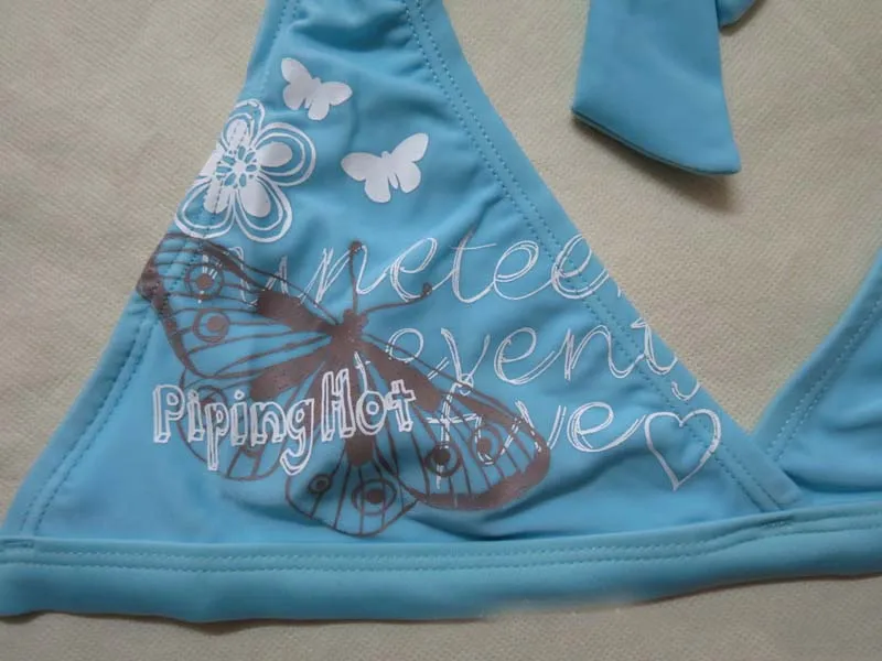 Двойка маленьких Обувь для девочек купальный Костюмы детский купальник синий