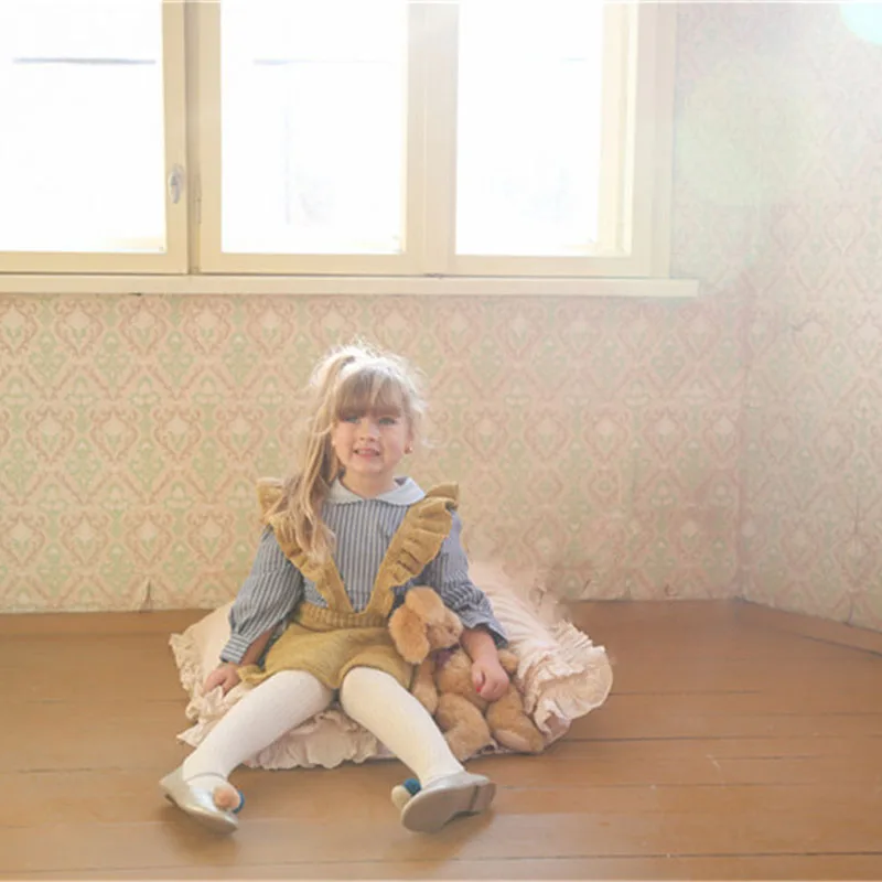 

Colorful Childhood Girls dress autumn winter kids strap pleated dress cotton knitted vestidos warm toddler girls clothing 0-4Yrs