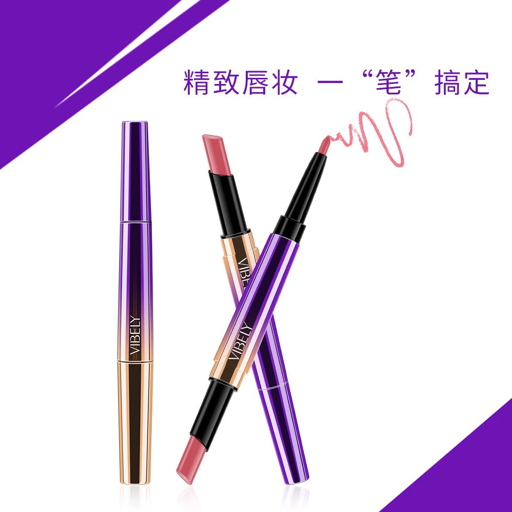 Matte Lipstick Wateproof Double Ended Long Lasting Lipsticks Brand Lip Makeup Cosmetics Nude Dark Red Lips Liner Pencil |