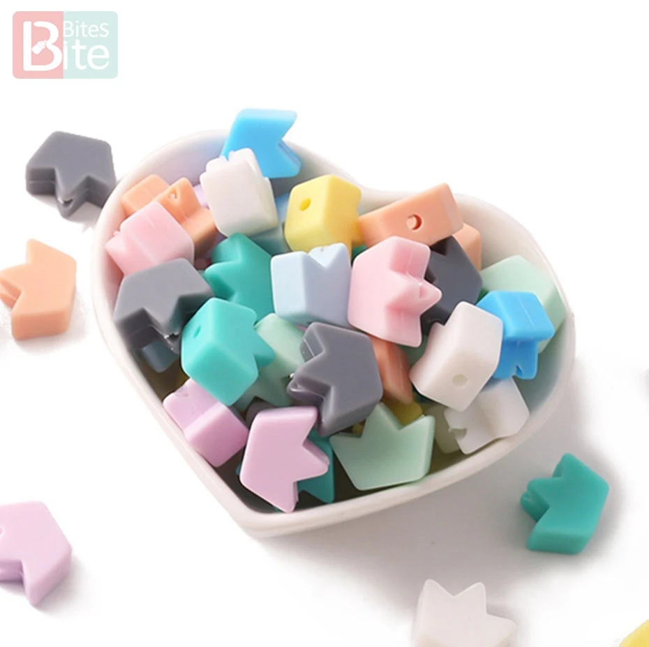 Bite Bites 10PC DIY Pacifier Chain Mini Silicone Crown Beads Baby Nursing Gift BPA Free Food Grade Toys Teether | Мать и ребенок