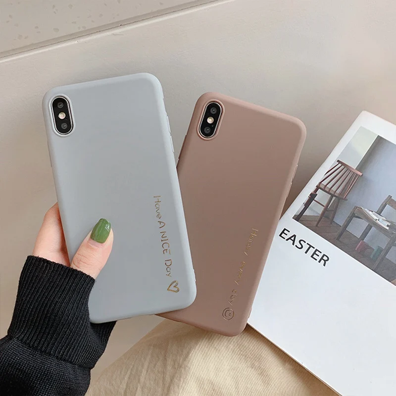 Коричневый простой бронзирующий чехол для телефона с буквенным принтом iphone 6 6s 7 8