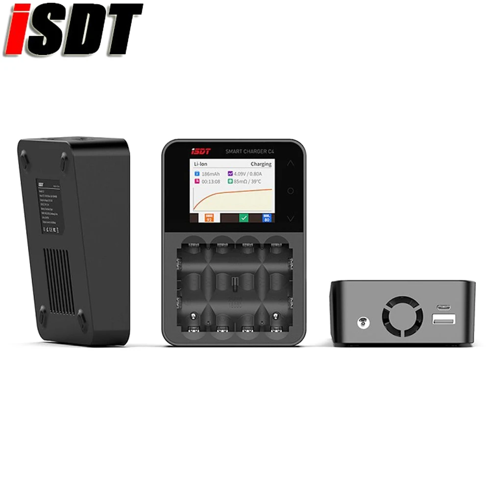 ISDT C4 8A сенсорный экран Смарт зарядное устройство с USB выходом для 18650/26650/AA/AAA батареи для режима RC