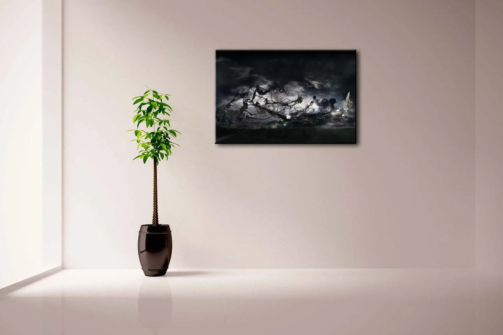 Framed Wall Art Pictures Abstract Ink Painting Canvas Print Music Posters With Wooden Frames For Home Living Room Decor | Дом и сад