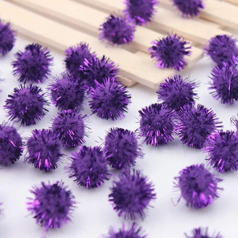 Purple 50 шт. Рождественская шляпа декоративный Детский Развивающие игрушки материалы для ручной работы «сделай сам» Многоцветный блестящий порошок шерстяной шар - Цвет: Purple