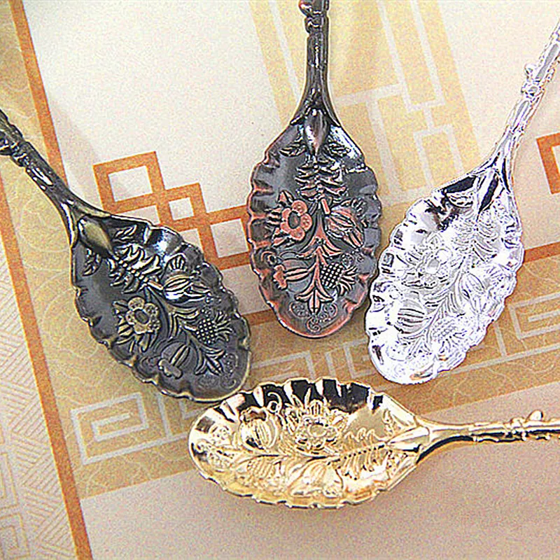 Винтажная десертная чайная ложка из цинкового сплава в стиле ретро маленькая