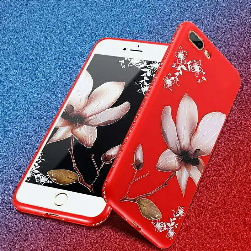Чехол для IPhone Xs Xr Max 8 7 6 Plus 5 искусственные бриллиантовые цветы Мягкий ТПУ
