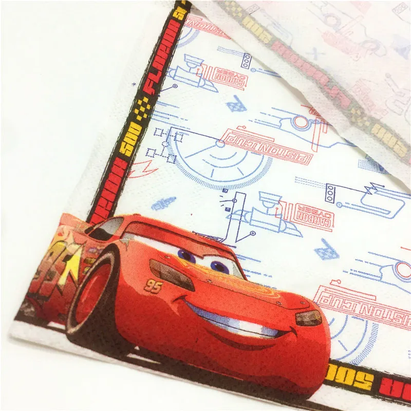 10 шт./лот бумажные салфетки Disney Cars Theme Lightning McQueen свадебные вечерние на день