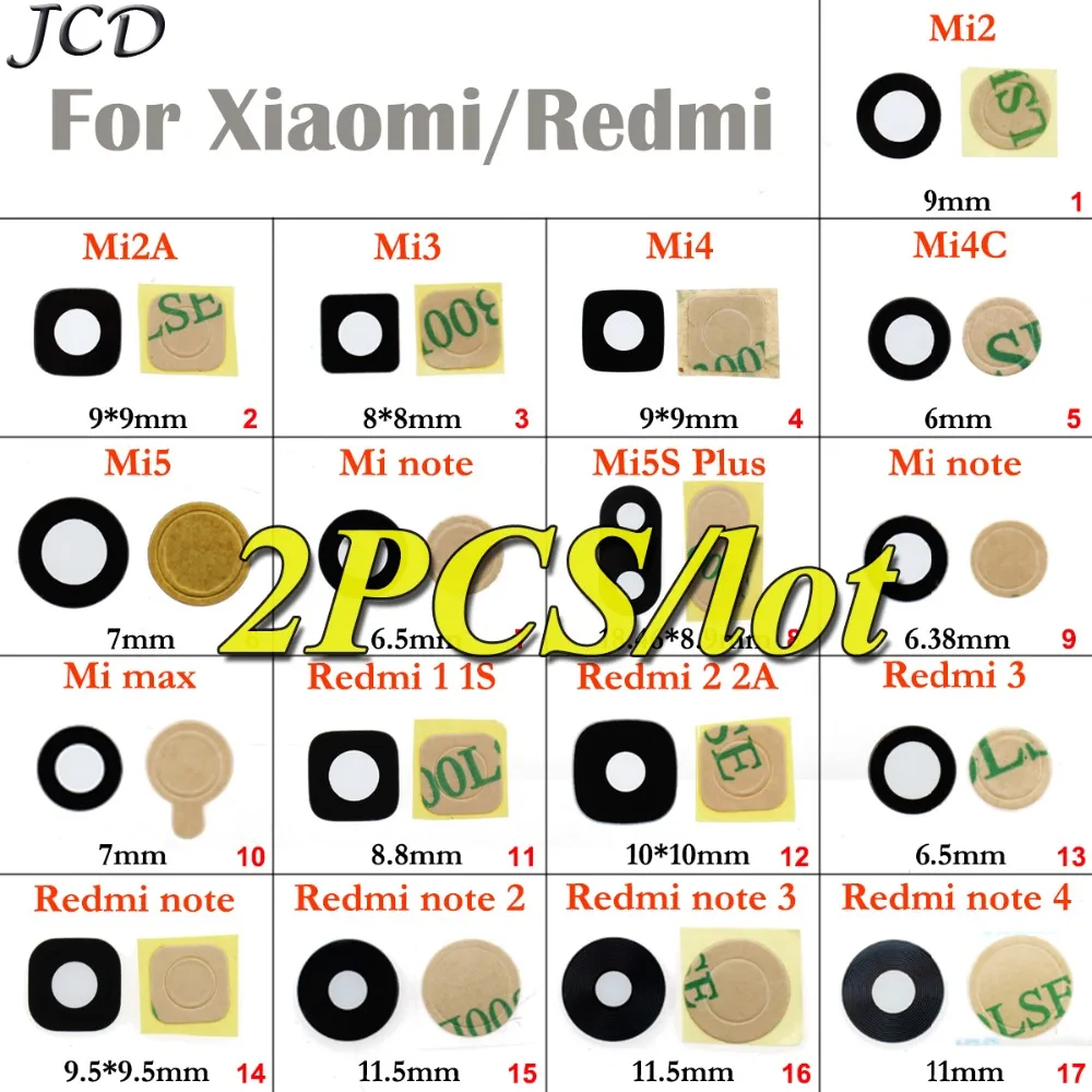 JCD для Xiaomi mi 2 3 4 4C 5 5S Plus Redmi 1 1s 2A note задняя камера стеклянная крышка объектива с