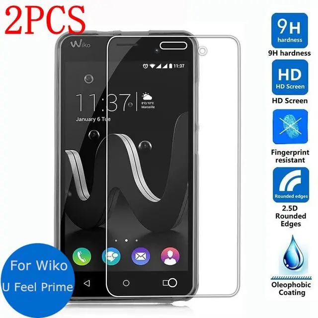 2 шт. закаленное стекло для Wiko U Feel Prime защита экрана Защитная пленка