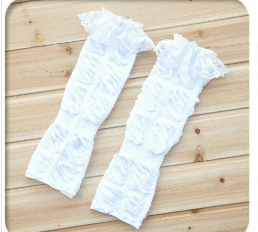 Розничная продажа коричневые кружевные гетры с оборками для маленьких девочек 4