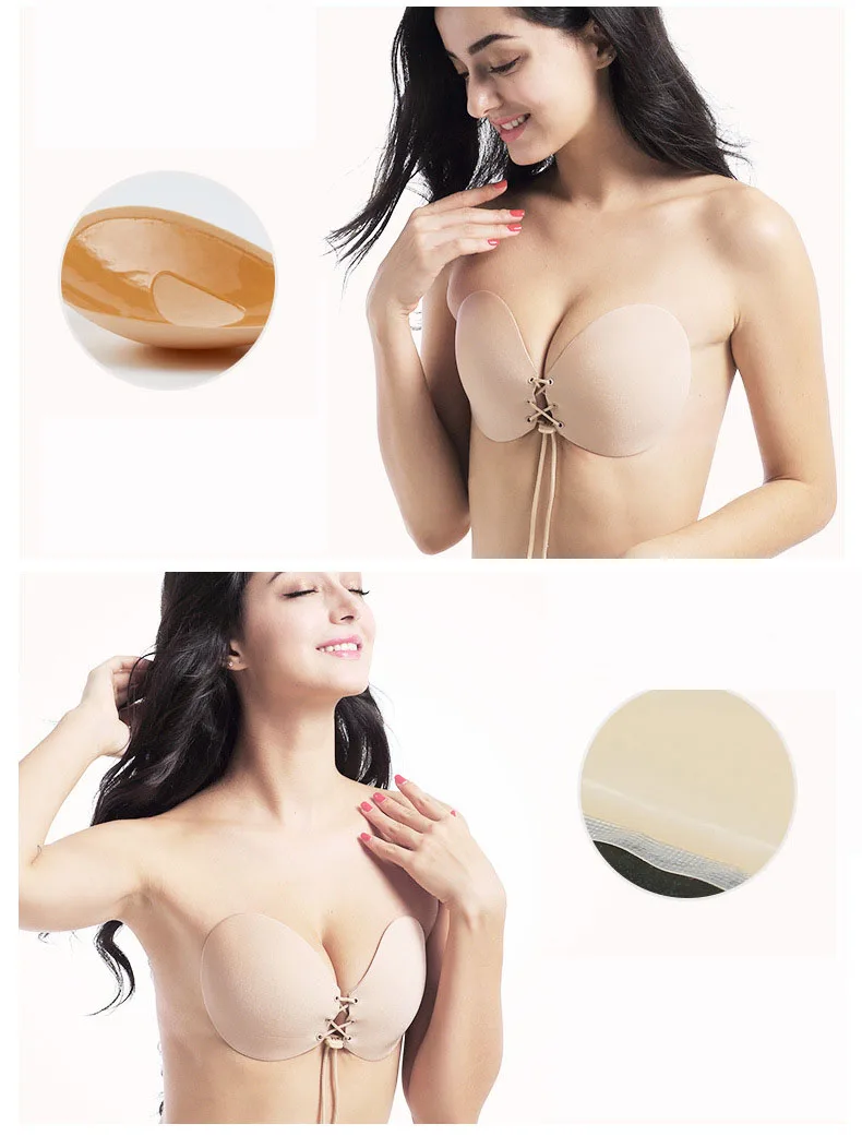 Бандажный прозрачный бюстгальтер силиконовый Дамский сексуальный глубокий V
