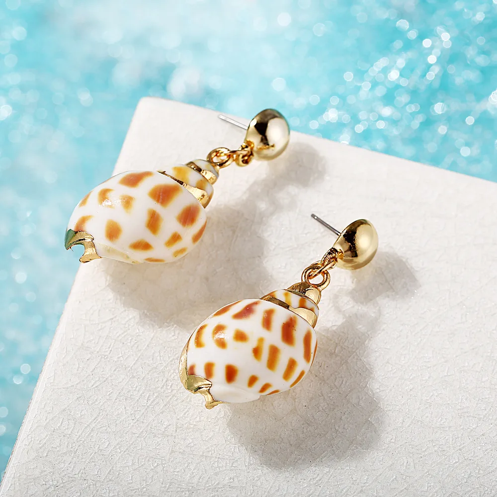 Yobest 28 стилей золотого и серебряного цвета Cowrie металлические морские серьги
