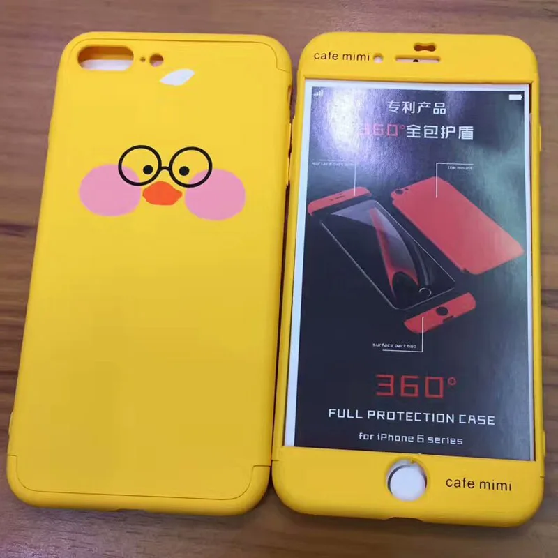 UVR Мультфильм Желтая утка 3 в 1 360 полной защиты чехол Coque Carcasa для iPhone 6 S 7 8 плюс