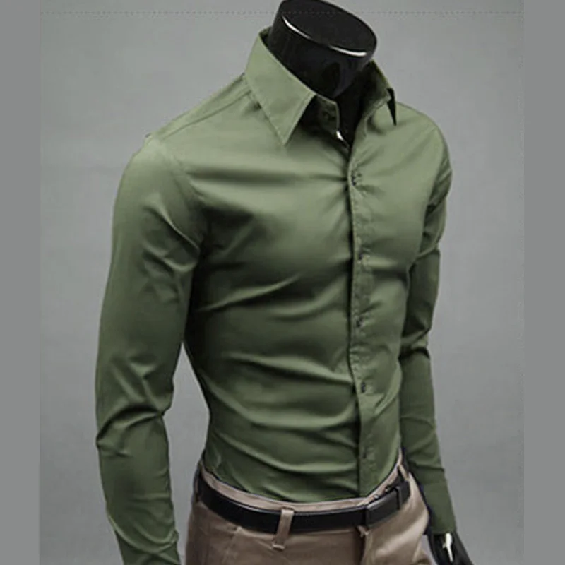 Новинка 2020 мужские повседневные рубашки приталенные с длинным рукавом Базовая