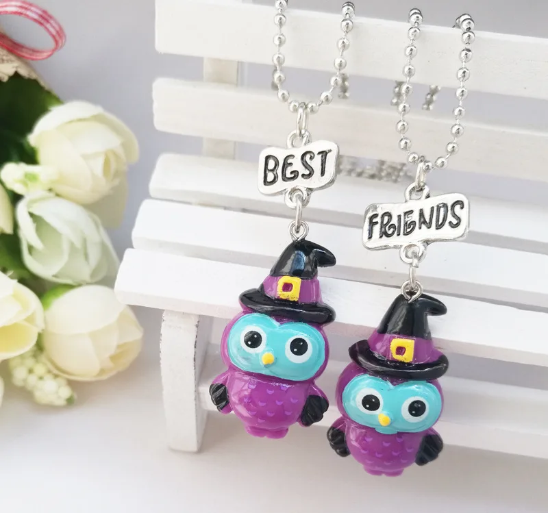 Kids Jewelry Children Best Friends Pendant Halloween Cute Owl BFF Necklace Wedding Gifts For 2PCS/Set | Украшения и аксессуары