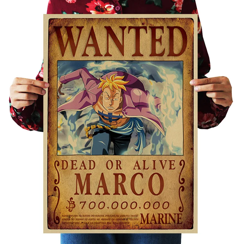 69 стилей ONE PIECE Wanted постеры игрушки винтажный постер Луффи Эйс джинбе нами и Чоппер Робин Зоро Санджи Усопп аниме наклейка 51x36CM