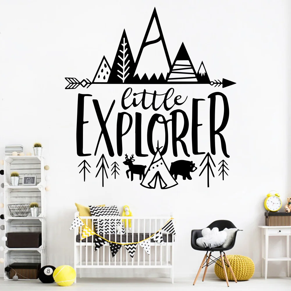 Скандинавские виниловые наклейки Little Explorer цитаты для декора комнаты приключения