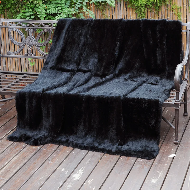 買取 CX-D-10M 130 × 150 センチ高品質カスタムハンドニットラビットファーブランケット毛皮のスロー