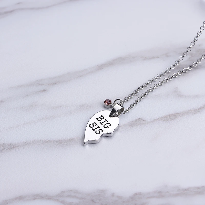 2 шт./компл. большое сердце SIS LIL SIS Цепочки и ожерелья для 2 Handstamped BFF пара цепи кулон семейное ожерелье с гравировкой, девушкам, сёстрам