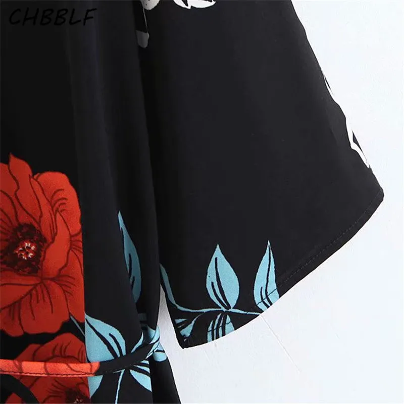 CHBBLF женское сексуальное платье с v-образным вырезом и бантом на талии рукав три