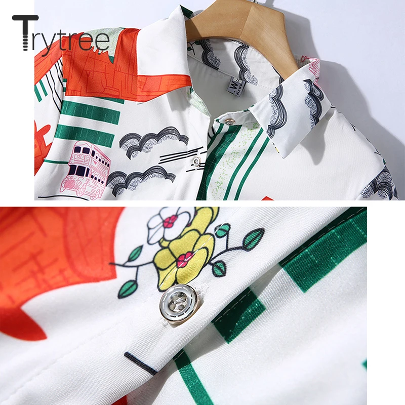 Trytree весеннее платье Элегантное ТРАПЕЦИЕВИДНОЕ женское рубашка с отложным