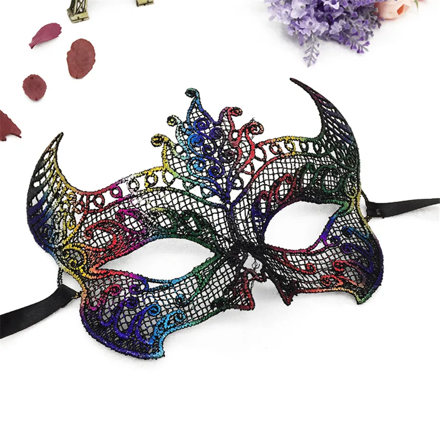 PF бык рогом кружева маска многоцветный вырез маски для глаз Хэллоуина
