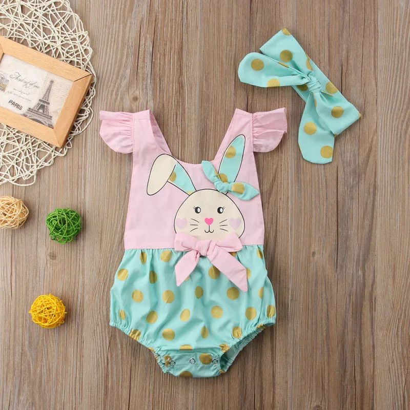 Детский комбинезон с блестками и заячьими ушками для новорожденных девочек