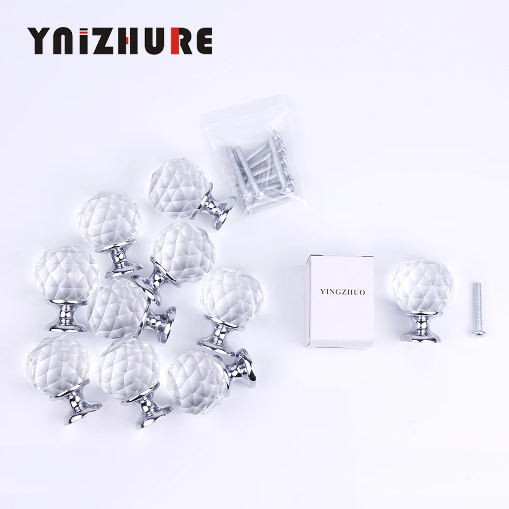 30 мм 10 шт хрустальный шар + сплав цинка мебель шкаф для шкафа ящика комода дверь