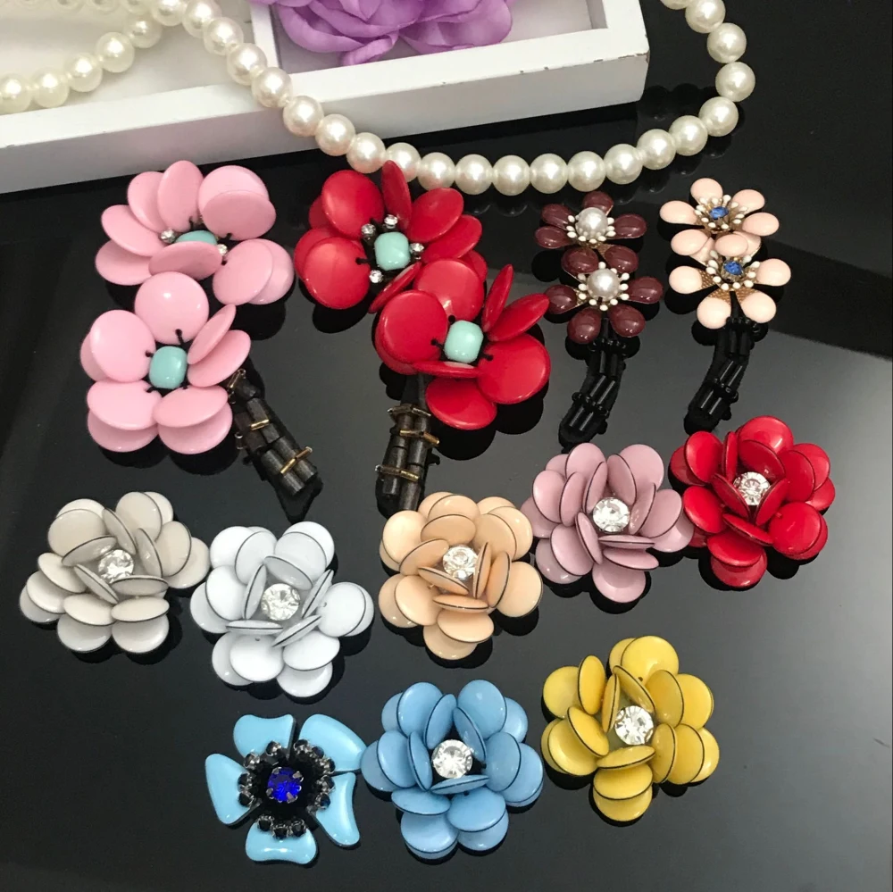 Разноцветные тканевые наклейки с бусинами и цветами аксессуары сделай сам для