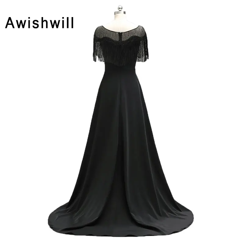 Robe De Soiree ТРАПЕЦИЕВИДНОЕ черное элегантное вечернее платье для банкета длиной до