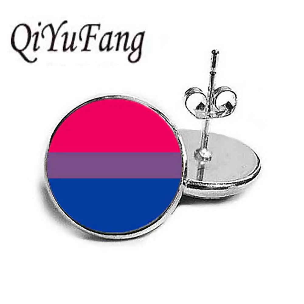 Bi Pride серьги гвоздики гипоаллергенные для ногтей геев ювелирное изделие