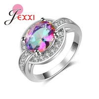 fashion street shooting jewelry fine finger ring for women colorful cz crystal stone anel size 6 10 casual party gift