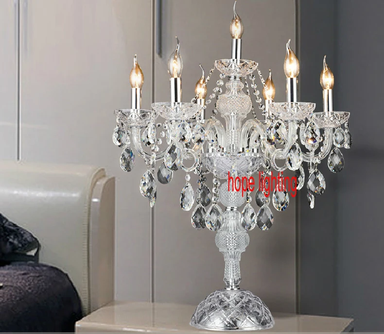 Европейский кованого железа подсвечники настольные лампы для спальни кристалл