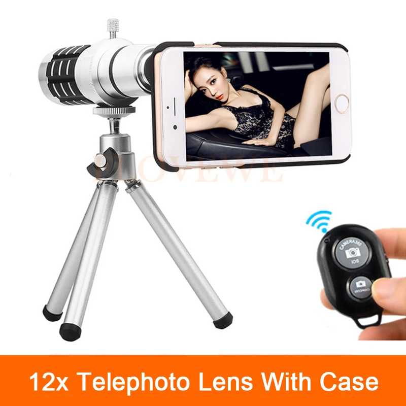 2017 12x Zoom Telescope Telephoto Lens For Samsung Galaxy S3 S4 S5 S6 S7 edge Plus Case Phone Camera Lentes Bluetooth control|lens for