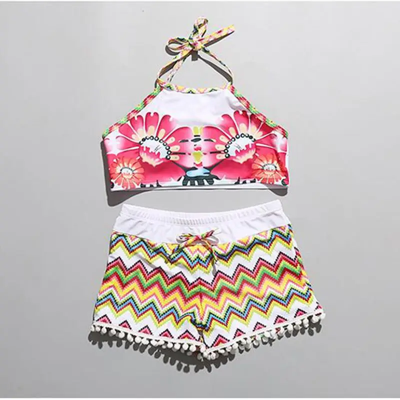 Детские купальные костюмы для девочек милые народные спортивные однотонные