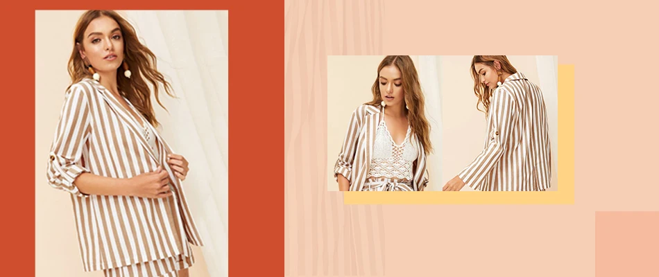 Sheinside повседневные шорты в Вертикальную Полоску с поясом женские летние шорты с эластичной талией и карманами