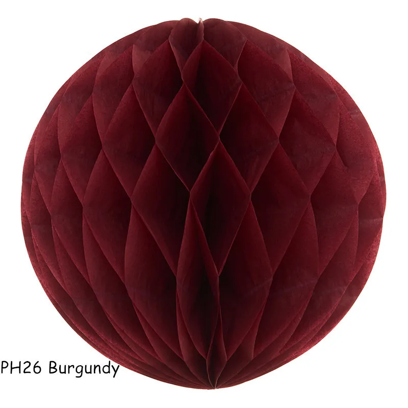 PH26 Burgundy 10/15/20/25/30 см декоративные круглые бумажные салфетки соты шарики фонарики для Свадьбы Decoraions День рождения Baby Shower поставки - Цвет: PH26 Burgundy