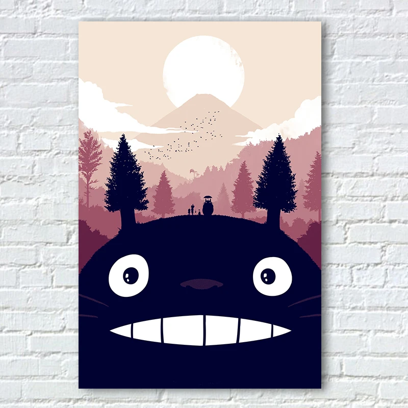 Мой сосед постер Тоторо, Миядзаки манга Постеры фильма, Tonari no Totoro ткани репродукции, настенное Искусство Декор для детской спальни фотографии