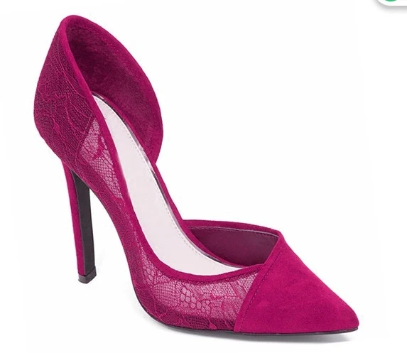 Туфли-лодочки D'Orsay из кружевной ткани с острым носком высококачественные