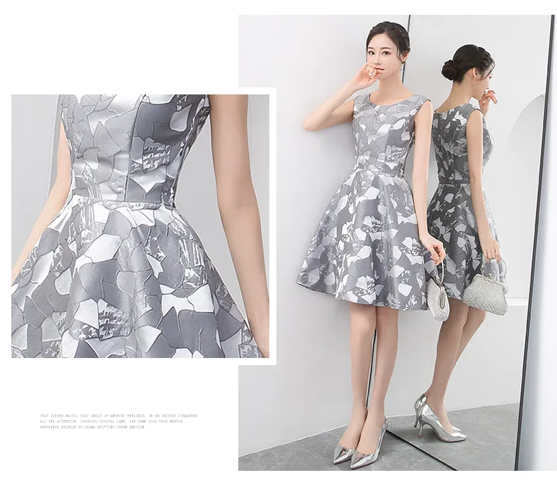Robe de soiree, новинка, элегантное короткое вечернее платье с узором, официальное, для невесты, свадьбы, банкета, с круглым вырезом, vestido de festa, платья для выпускного вечера
