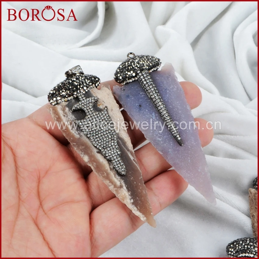 BOROSA 3 шт./лот Jaspers подвеска с наконечником стрелы проложили CZ для ожерелья